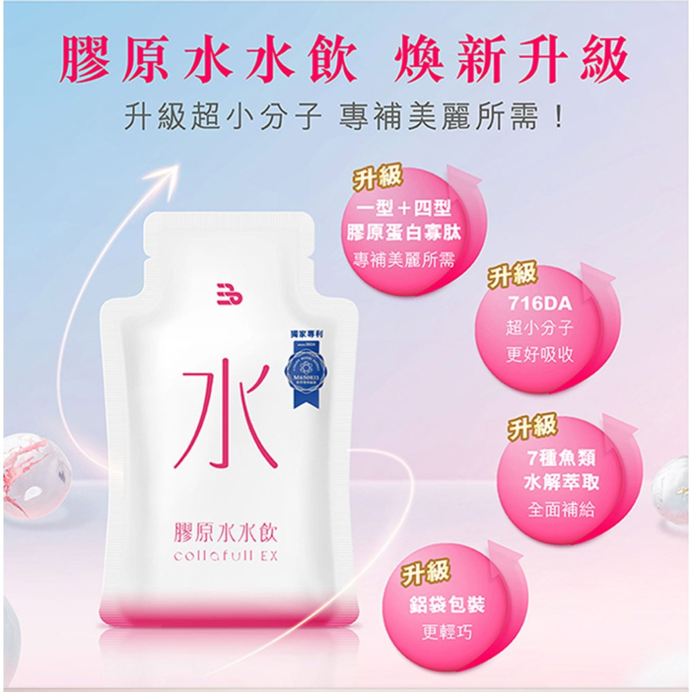 三五生技 COLLAFULL EX膠原水水飲50mlx8包*1【贈】瑪莉家族 薰衣草調製蜂蜜*1 效期20261031-細節圖2