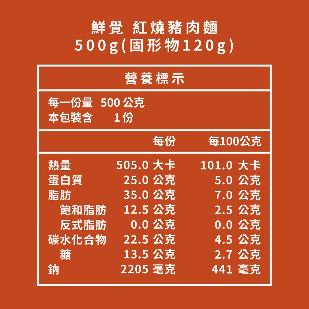 鮮覺 紅燒豬肉麵500g(固形物120g)*2-細節圖5