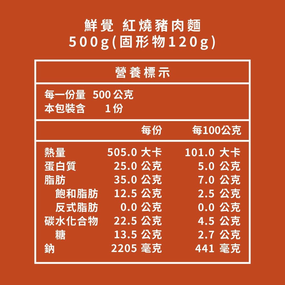 鮮覺 紅燒豬肉麵500g(固形物120g)*2-細節圖5