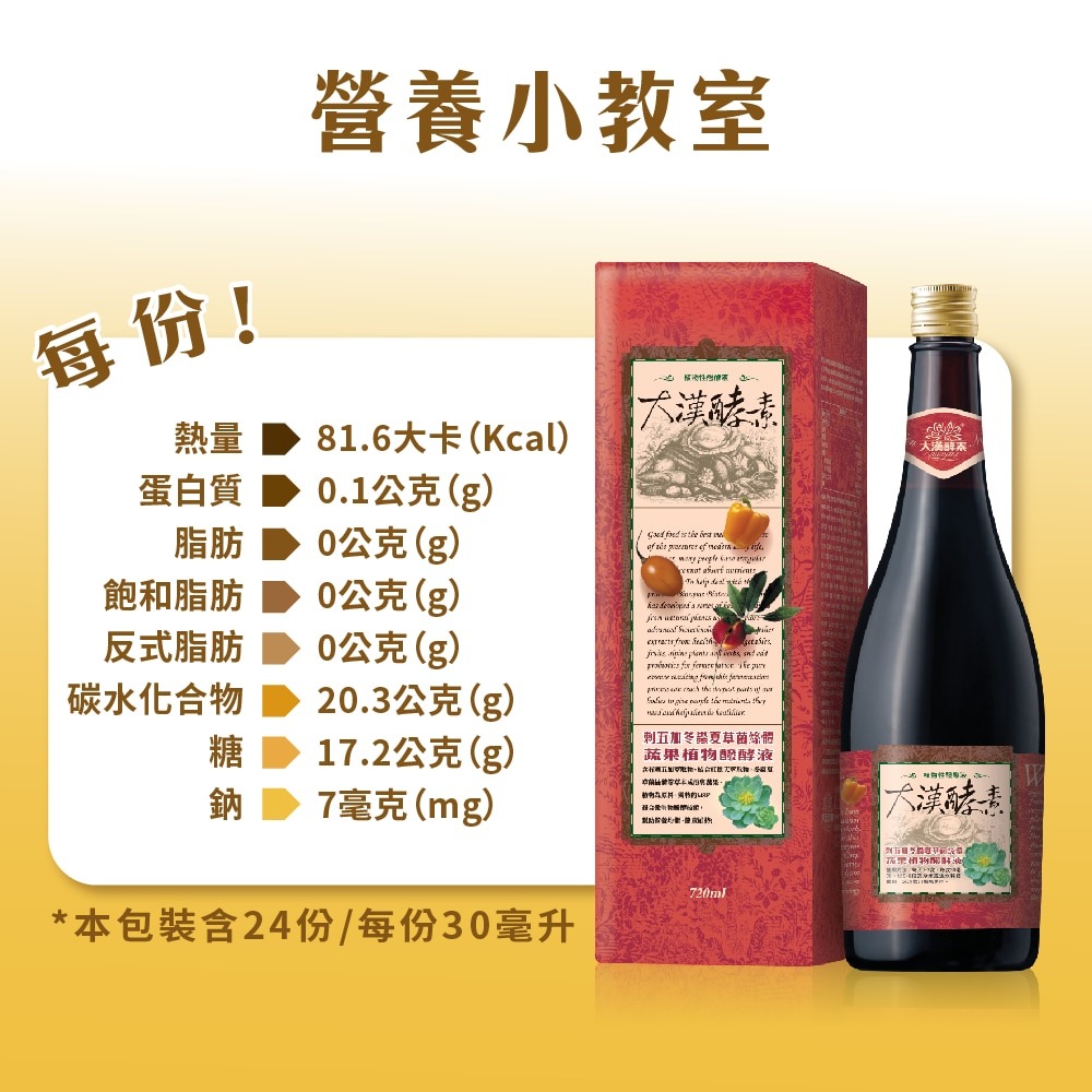 大漢酵素 刺五加冬蟲夏草菌絲體蔬果植物醱酵液 720ml*1【贈】東華堂 好暢芯日本超酵蚓激酶 0.5gx20顆*1-細節圖7