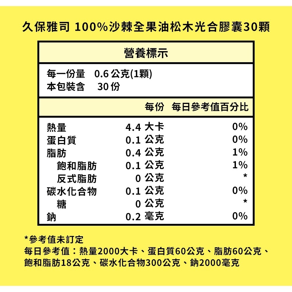 久保雅司 100%沙棘全果油松木光合膠囊30顆*1【贈】KHDR. 蘋果柑橘果膠15gx4包*1-細節圖8