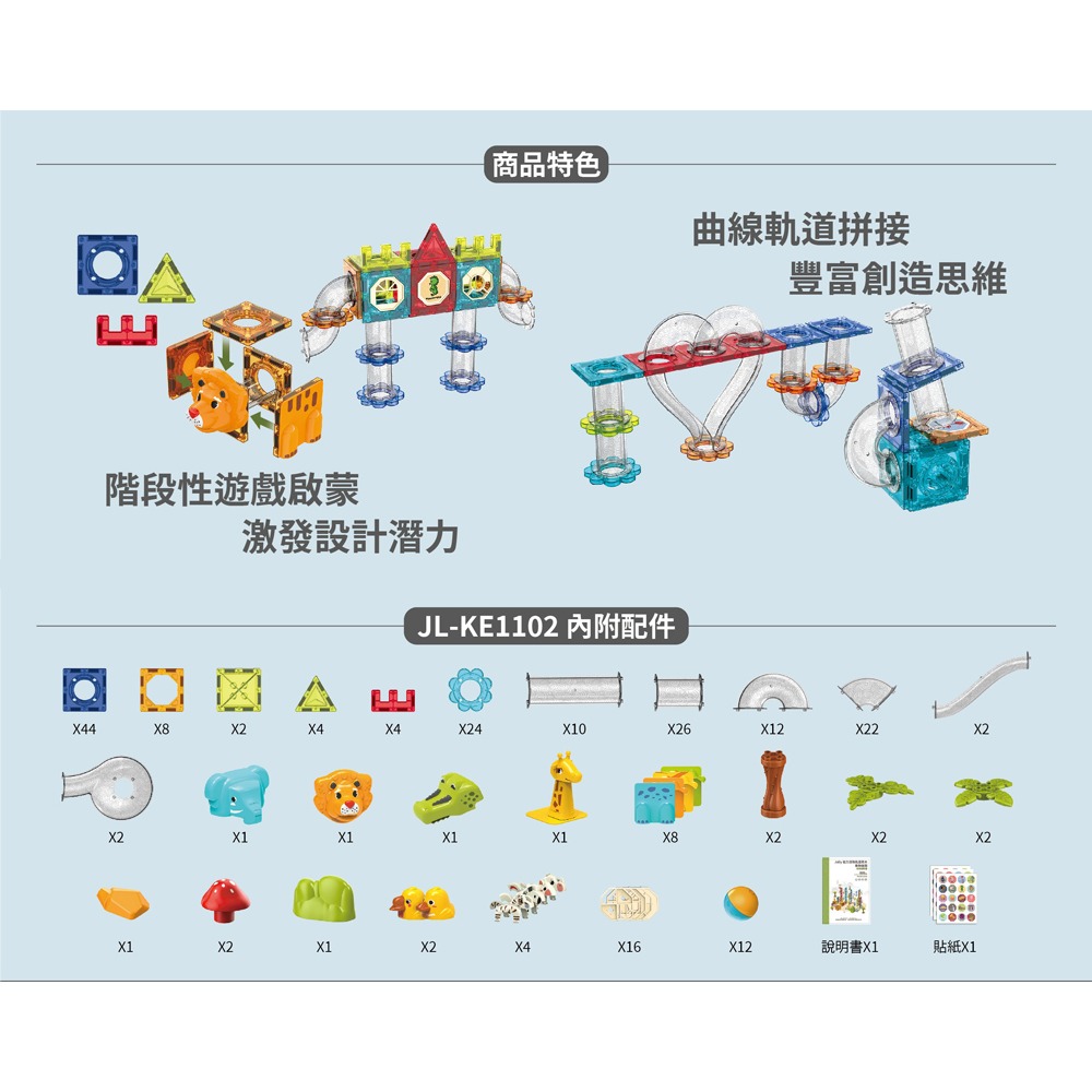 Jolly 動物樂園磁力滾珠軌道組218PCS JL-KE1102*1【贈】Disney 系列直飲保溫瓶 三眼怪*1-細節圖4