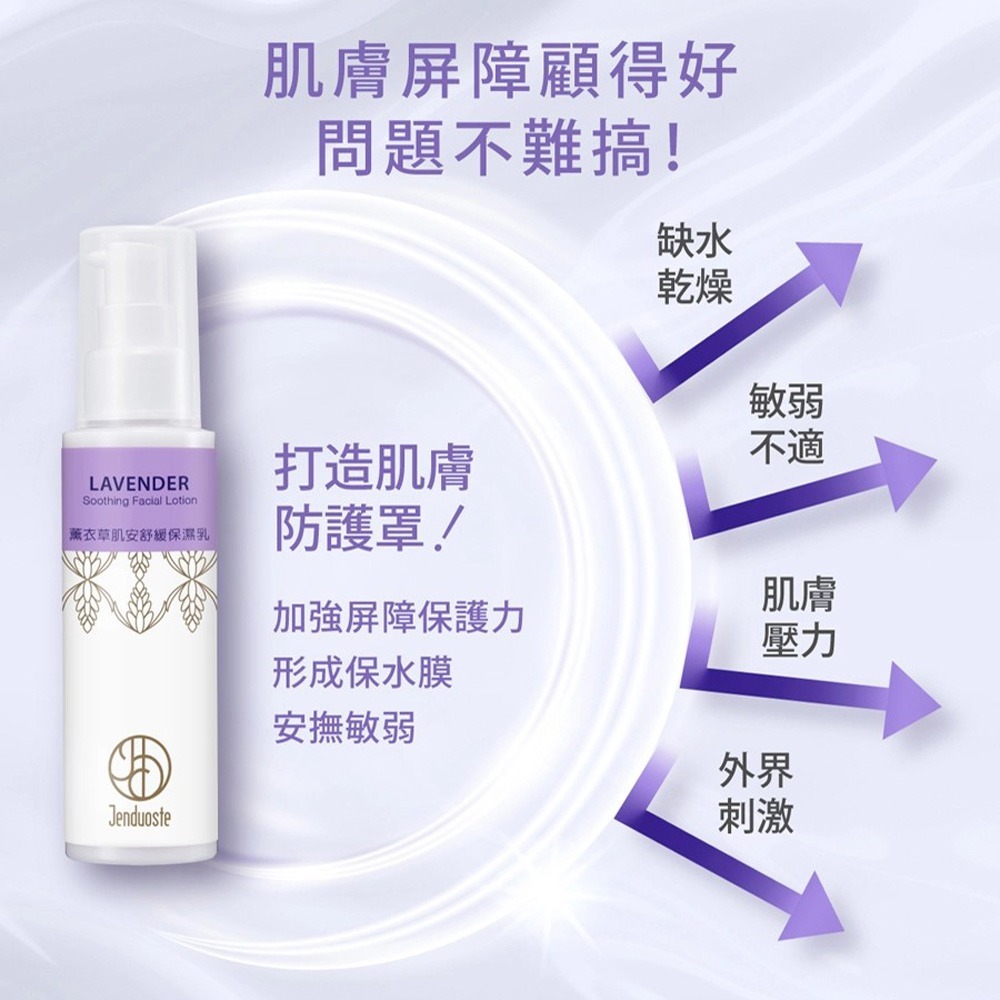 JDST珍朵斯特 薰衣草肌安舒緩保濕乳100ml*2【贈】Maria Von 胺基酸潔顏慕斯 30ml*1-細節圖3