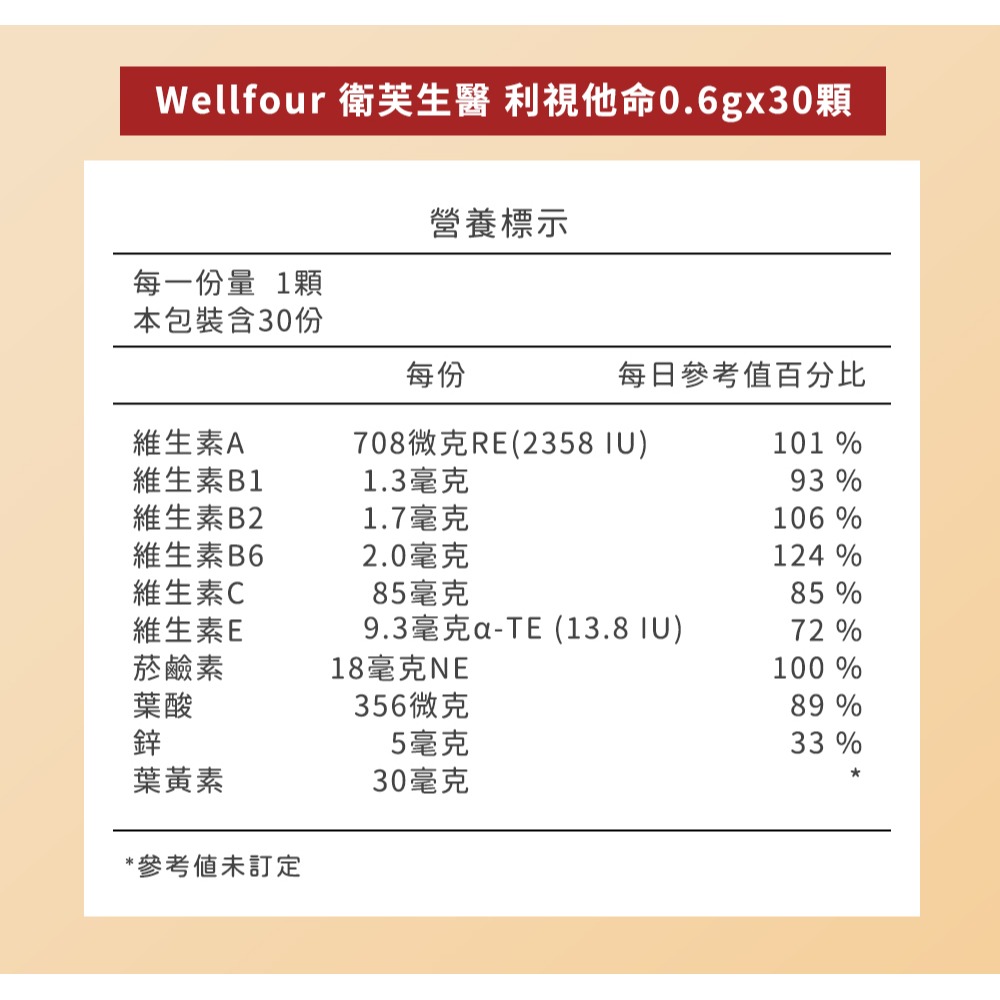 Wellfour 衛芙生醫 利視他命0.6gx30顆*1【贈】露天 漢方蒸氣熱敷眼罩5入*1 (洋甘菊/人參 任選)-細節圖3