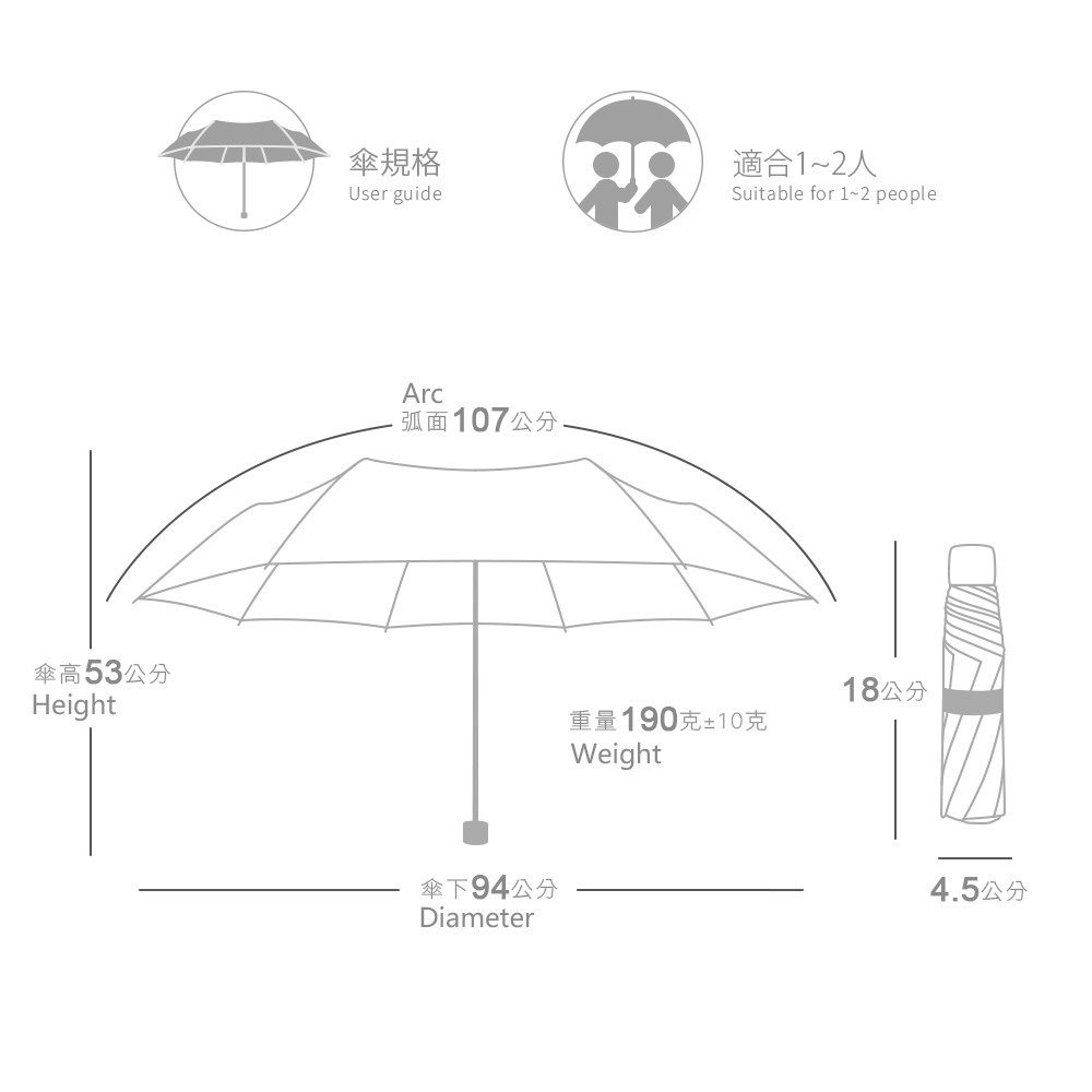 雨之情 防曬超輕五折口袋傘 煙燻灰*1【贈】Mr.Pro羅布先生 超微米清潔慕斯 450ml*1-細節圖7