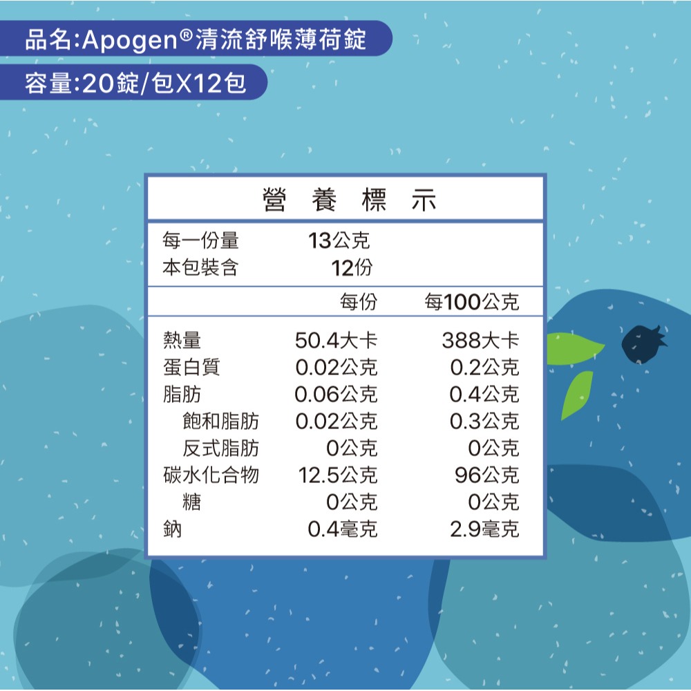 遠東 Apogen清流舒喉薄荷錠20錠x12包*1【贈】德國alkmene歐珂蔓 鼠尾草漱口水 500ml*2-細節圖6