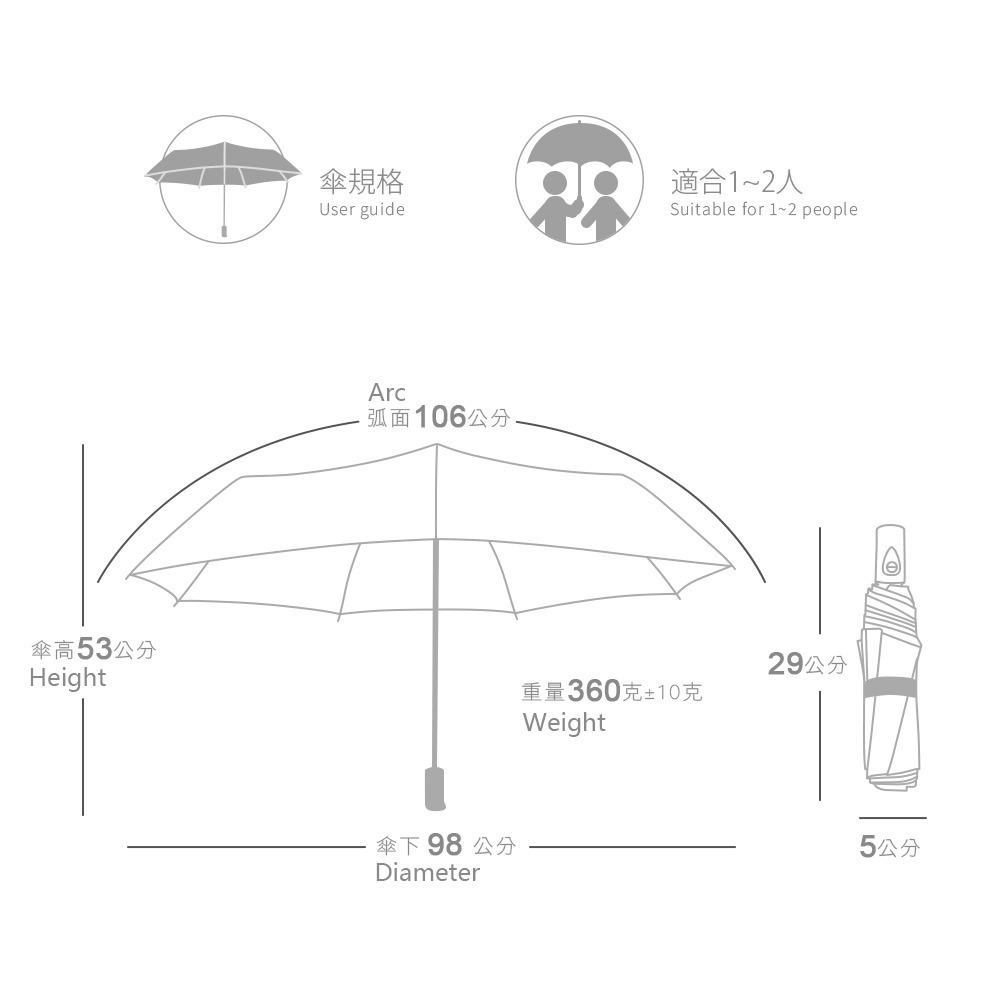 雨之情 分節推推彩膠自動傘*1 (顏色任選)【贈】HSAE 漂浮專利香氛豆130g*2 (暮光森林/沁藍海洋 各1)-細節圖6