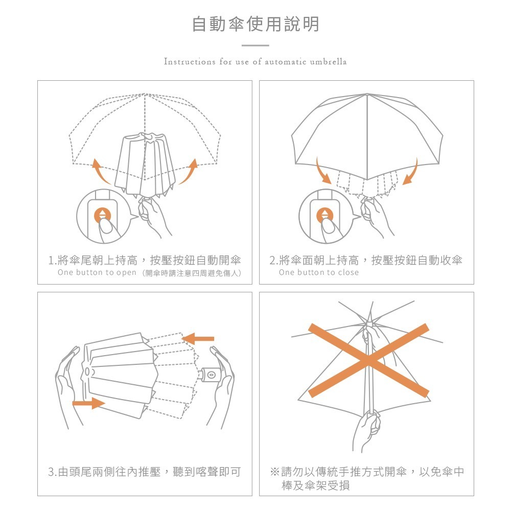雨之情 分節推推彩膠自動傘*1 (顏色任選)【贈】HSAE 漂浮專利香氛豆130g*2 (暮光森林/沁藍海洋 各1)-細節圖7