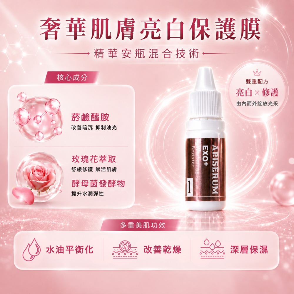APISERUM愛比森 EXO+肌光亮白晶泌3入組*1【贈】LA·VAOLORE 超導全能膠原新生凍膜30mlx5片*2-細節圖4