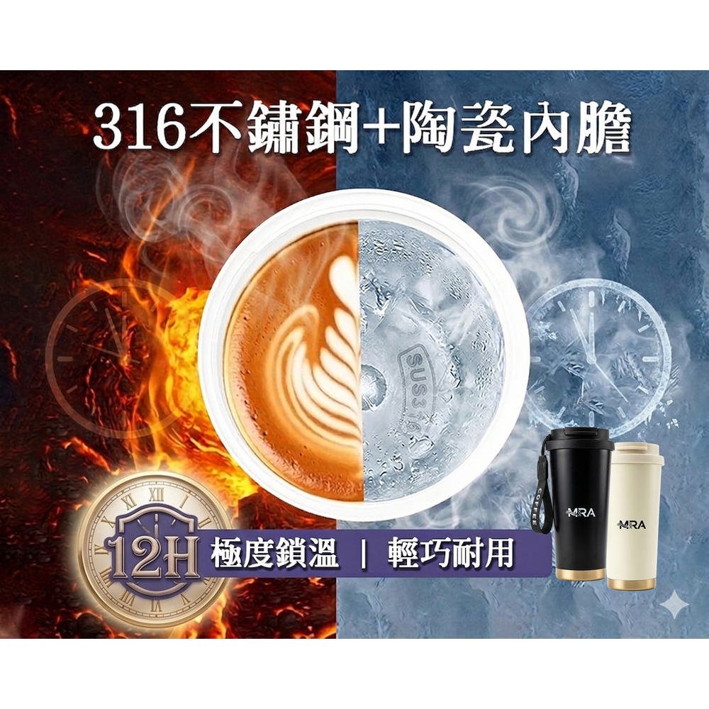 MRA分子共振光波保溫杯530ml*1 (黑/白 顏色任選)【贈】雨之情 防曬輕收貓耳自動傘黃色*1-細節圖3