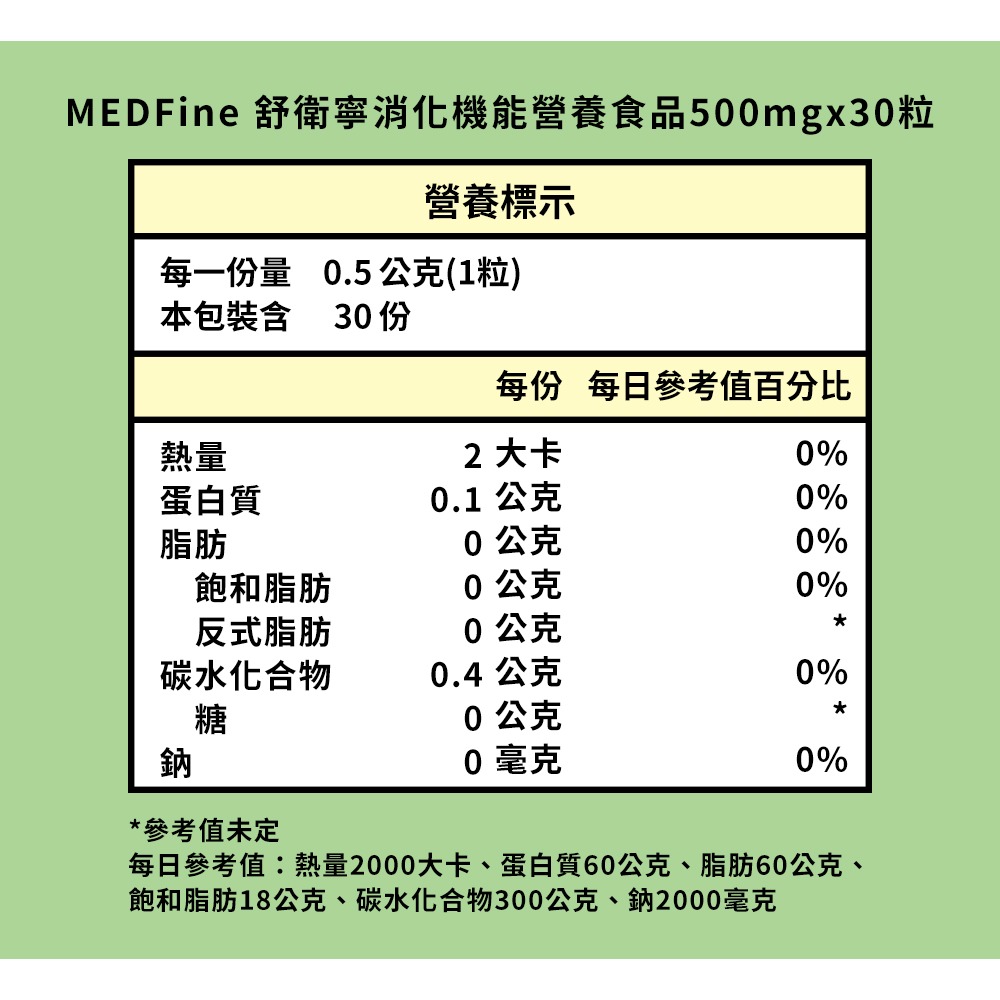 MEDFine 舒衛寧消化機能營養食品 500mgx30粒*1-細節圖3