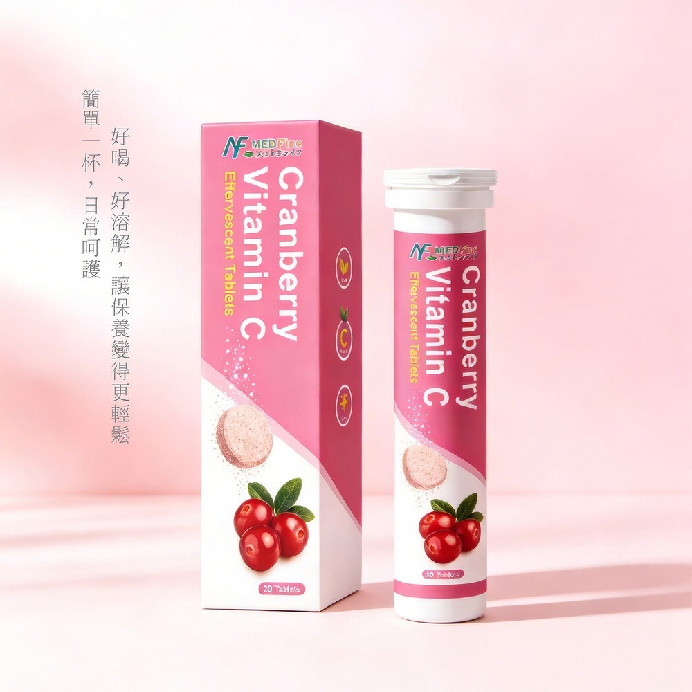 MEDFine 專利高濃縮蔓越莓私護發泡錠4gx20錠*1【贈】德國numis med樂美思 pH4.2私密處潔膚露*1-細節圖2