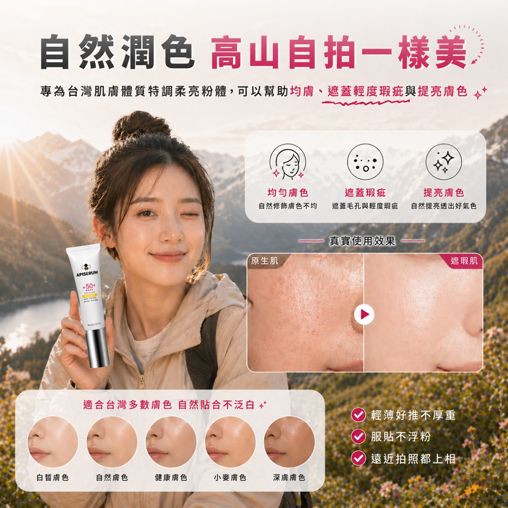 APISERUM愛比森 輕薄光感B.B霜SPF50+*1【贈】德國alkmene歐珂蔓我的金盞花神經醯胺修護乳霜*1-細節圖5