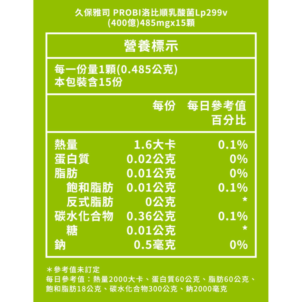 久保雅司 PROBI洛比順乳酸菌Lp299v(400億)485mgx15顆*1【贈】babaria 洋蔥抗氧化洗髮露*2-細節圖5