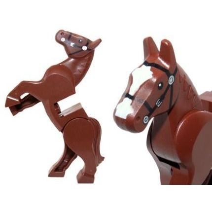 【金磚屋】10352C01PB01 LEGO 樂高 動物 馬 棕色 白色紋面 Horse-細節圖2