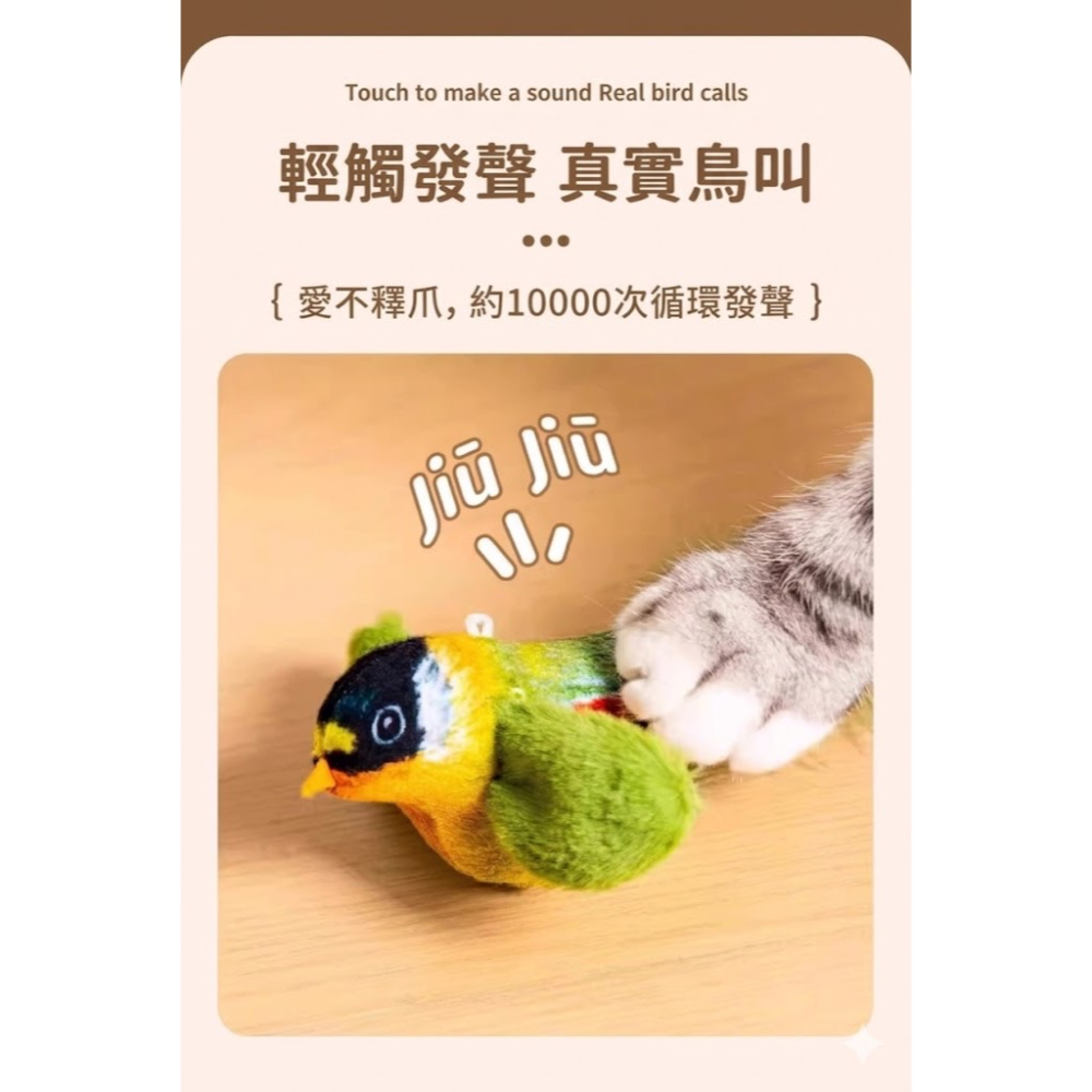 台灣現貨 不倒翁多巴胺毛絨球玩具 發聲小鳥 附繩索 附貓草 貓咪 玩具 逗貓棒-細節圖11