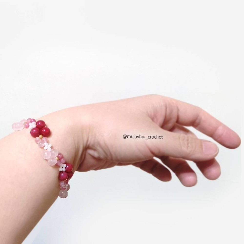 mujayhui 母姐會 ✤ 春櫻 ✤ 櫻花雨水晶編織手鍊-細節圖2