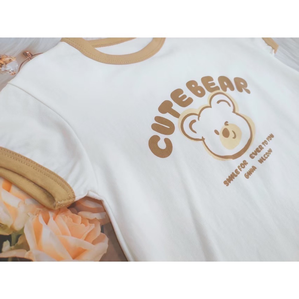 【奶油小熊童裝🧸】現貨｜夏季寶寶小熊包屁衣 尺碼66-90-細節圖2