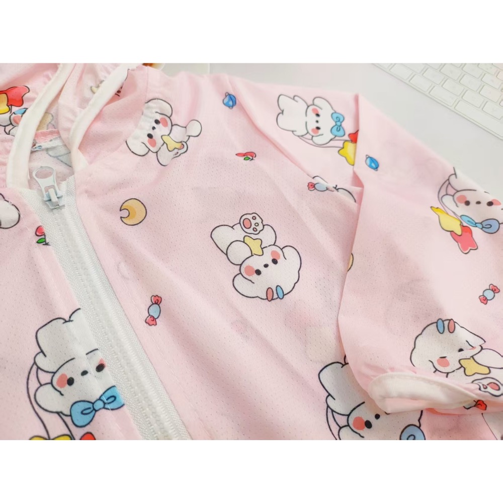 【奶油小熊童裝🧸】現貨｜夏季必備兒童防曬外套 女童連帽防曬衣 尺碼90-130-細節圖5