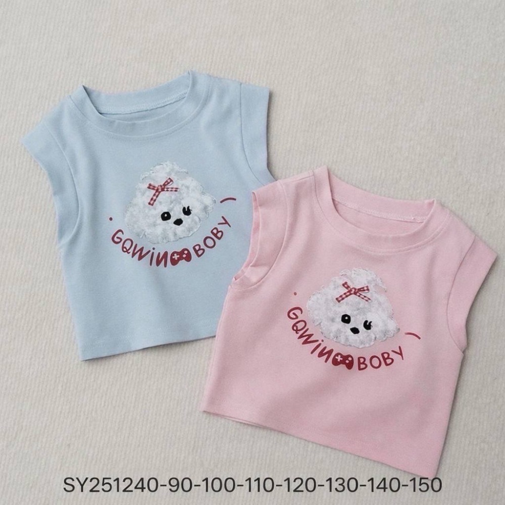 【奶油小熊童裝🧸】現貨｜夏季短袖藍色狗狗上衣 尺碼90-150-細節圖2