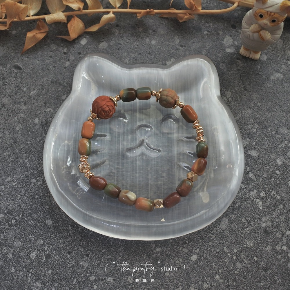 透石膏雕刻盤 - 貓貓頭（隨機出）不含手串-細節圖3