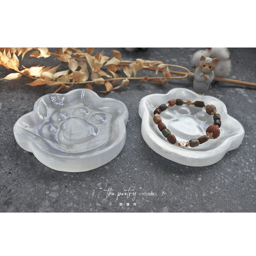 透石膏雕刻盤 - 貓貓爪（隨機出）不含手串-細節圖3