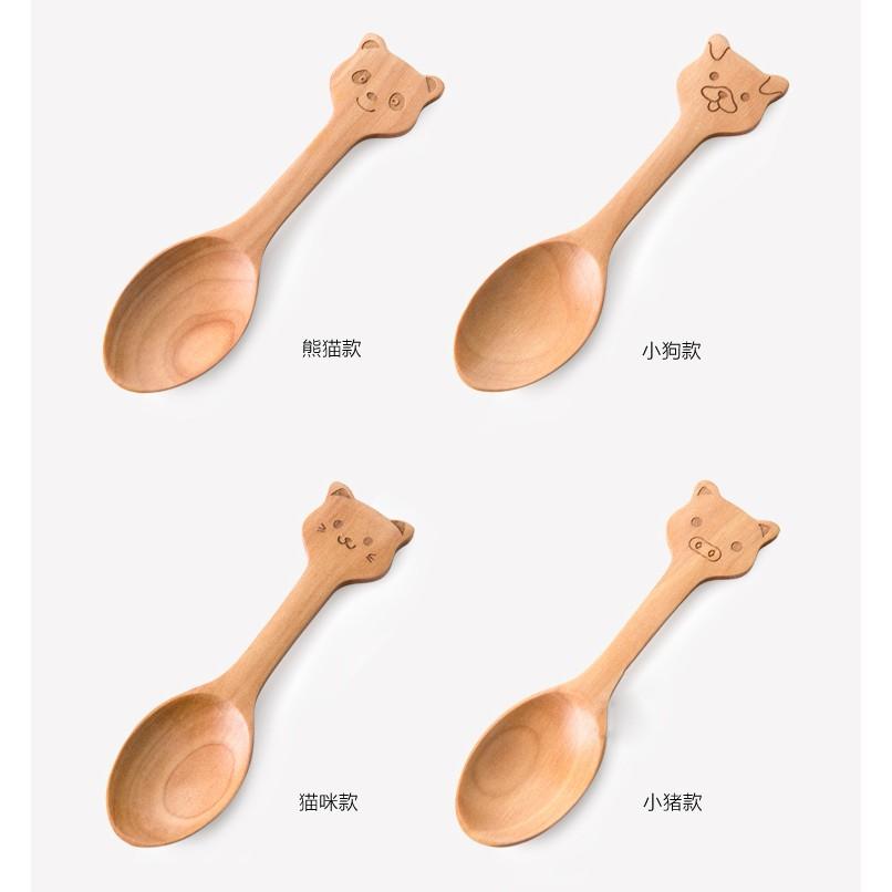 【返璞小居】天然原木湯匙卡通小動物圖案湯匙創意餐具嬰兒寶寶兒童冰淇淋果醬木勺湯匙調羹勺子-細節圖8