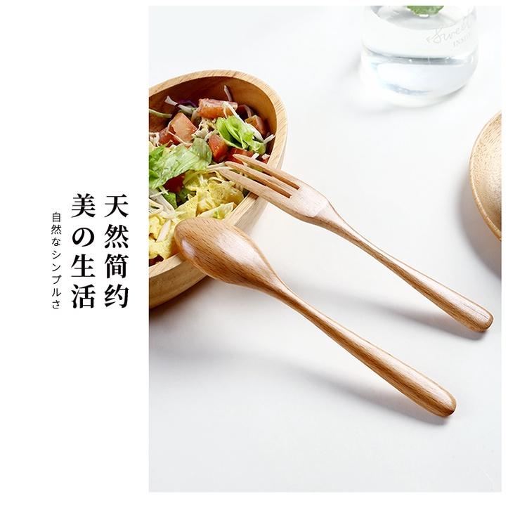 【返璞小居】日式原木叉勺天然原木湯匙 三角櫸木手柄勺 長柄木湯匙叉子 原木湯匙 木質湯勺 木湯匙 調羹湯匙-細節圖2