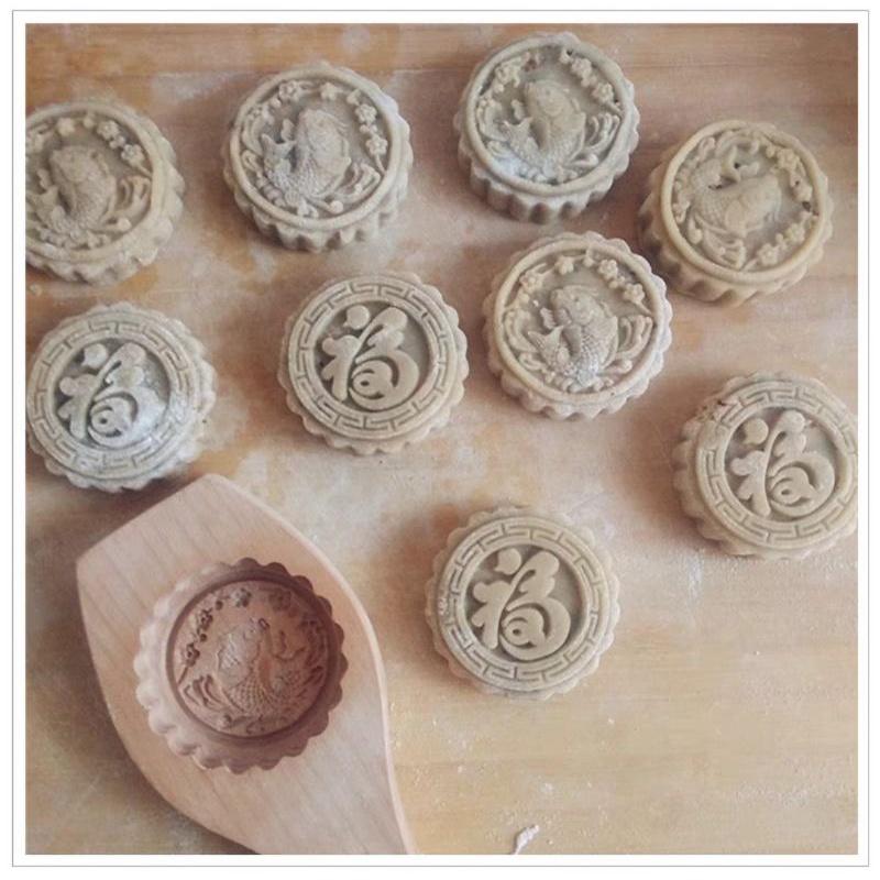 【返璞小居】新款櫸木立體月餅綠豆糕南瓜餅清明粿印木質烘焙模具-細節圖8