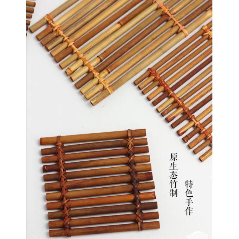 【返璞小居】清倉手工竹編織紫竹杯墊隔熱墊 茶道用具 拍照道具 茶台裝飾 日式料理擺盤裝飾-細節圖3