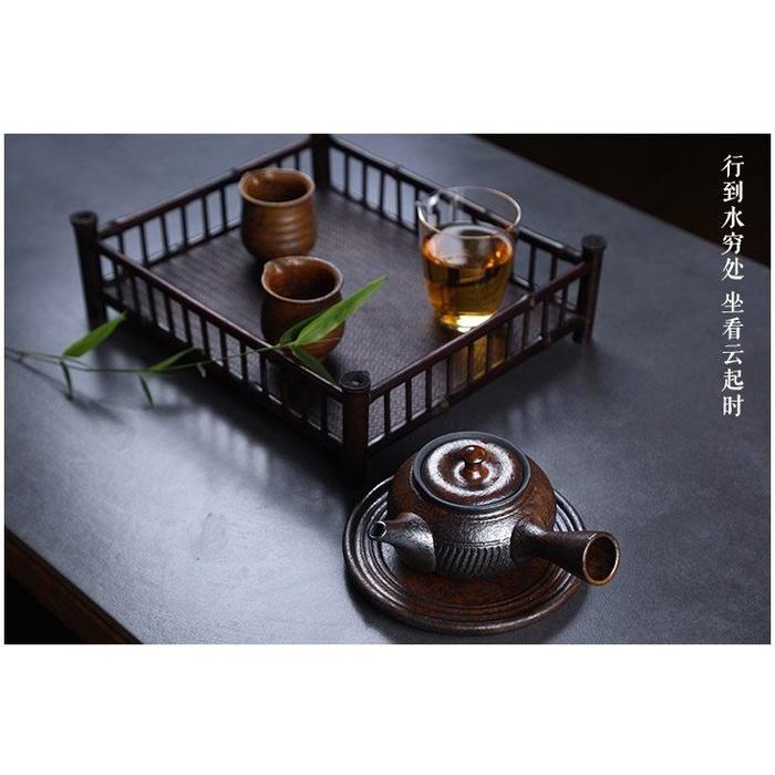 【返璞小居】日式茶具粗陶側把壺 宜興紫砂茶壺 陶壺 功夫茶具 窯變陶製茶具茶壺-細節圖5
