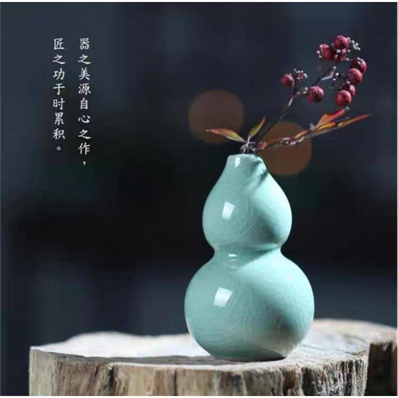 【返璞小居】清倉 青瓷花瓶 簡約創意客廳裝飾 中式陶瓷小擺件 花插 茶道擺件-細節圖2