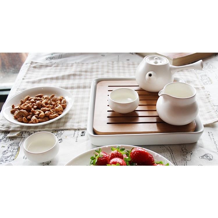 【返璞小居】陶瓷竹製儲水小茶盤功夫茶具日式托盤茶盤茶托 小茶台 茶道配件-細節圖2