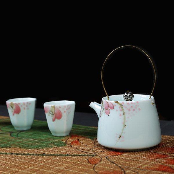 【返璞小居】陶瓷提梁壺手繪茶壺過濾泡茶器功夫茶具-細節圖4