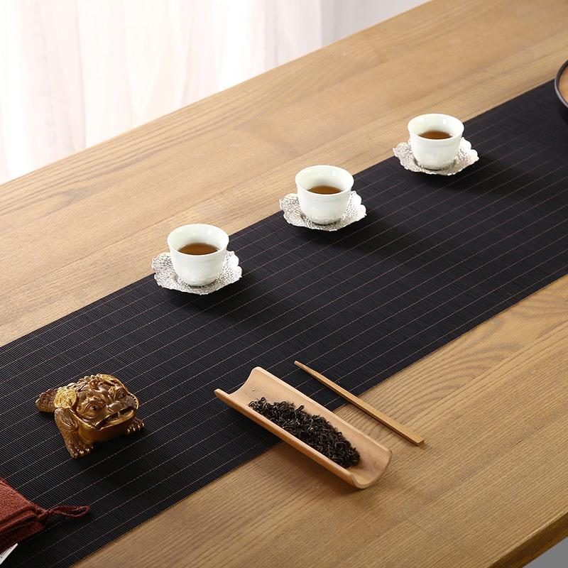 【返璞小居】台灣現貨 茶色黑色竹茶席 竹席 茶道桌旗 復古茶席 日式茶席 中式茶席 桌布桌墊 茶道用具-細節圖3