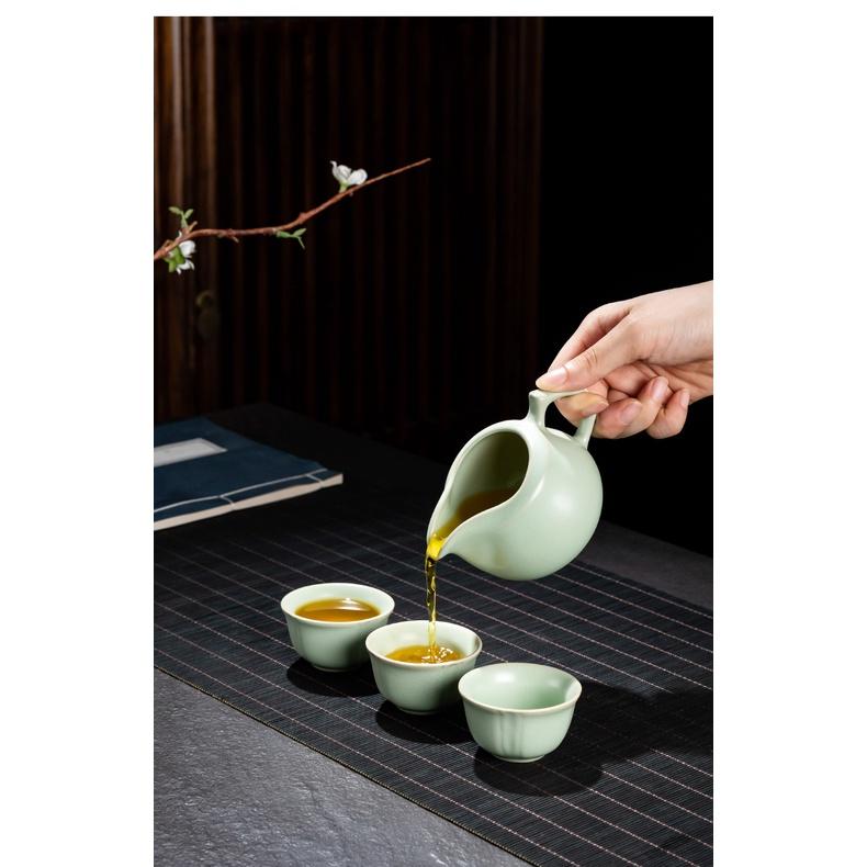 【返璞小居】清倉汝瓷茶壺公道杯茶杯汝窯公道杯茶海分茶器開片汝瓷茶道用具-細節圖3