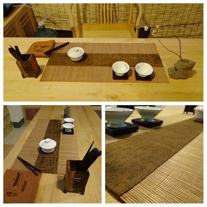 【返璞小居】台灣現貨 古文麻布拼接竹茶席 茶道桌旗 復古茶席 日式禪意特色桌布桌墊 茶道用具-細節圖3