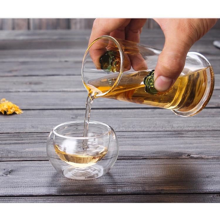【返璞小居】清倉 耐高溫手工雙層玻璃杯 手握玻璃杯泡茶杯 花茶杯 品茗杯 玻璃杯 隔熱杯 品茶杯 咖啡杯-細節圖3