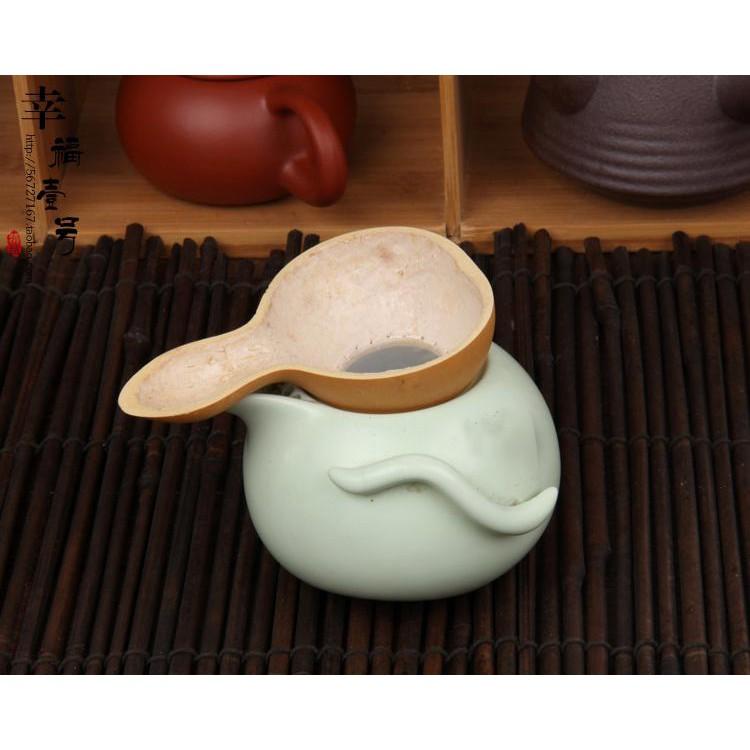 【返璞小居】天然葫蘆茶濾竹製茶道用具 竹根茶漏 茶濾 竹根打孔茶漏 過濾網茶漏-細節圖2