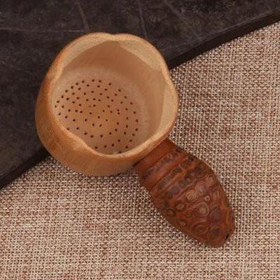 【返璞小居】天然葫蘆茶濾竹製茶道用具 竹根茶漏 茶濾 竹根打孔茶漏 過濾網茶漏-細節圖4