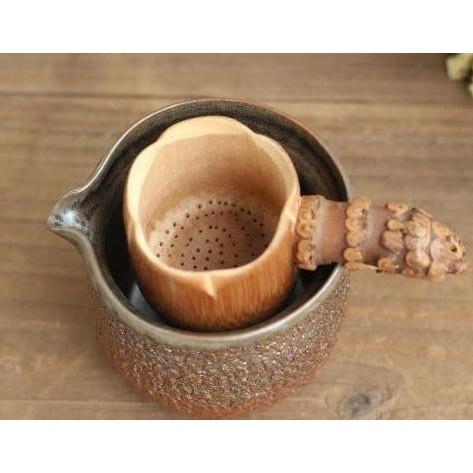 【返璞小居】天然葫蘆茶濾竹製茶道用具 竹根茶漏 茶濾 竹根打孔茶漏 過濾網茶漏-細節圖6