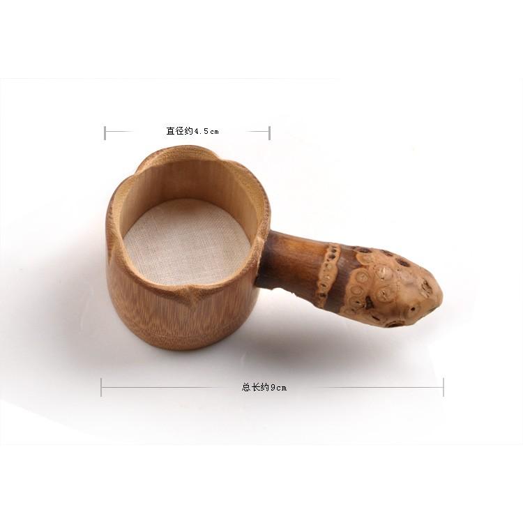 【返璞小居】天然葫蘆茶濾竹製茶道用具 竹根茶漏 茶濾 竹根打孔茶漏 過濾網茶漏-細節圖7