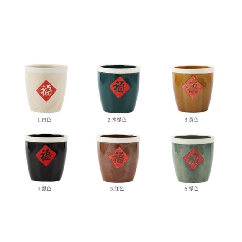 【返璞小居】粗陶小米甕福字調味罐特色儲物收纳缸陶瓷福字調料缸茶葉罐家居擺件-細節圖8