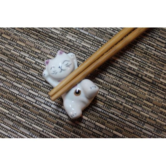 【返璞小居】 鶯歌陶瓷筷架 貓頭鷹筷架 招財貓 梅花 白天鵝 貓咪 狗 碗豆夾筷架-細節圖4