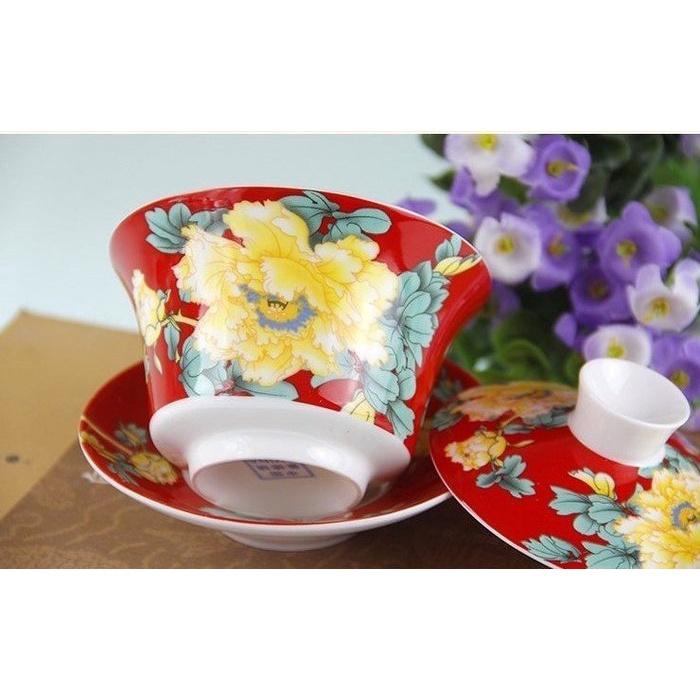 【返璞小居】台灣現貨景德鎮青花茶碗200/330ml三才杯茶杯骨瓷陶瓷青花蓋碗泡茶大碗茶碗茶杯敬茶杯供杯功夫茶具茶道用具-細節圖2