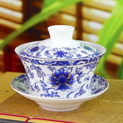 【返璞小居】台灣現貨景德鎮青花茶碗200/330ml三才杯茶杯骨瓷陶瓷青花蓋碗泡茶大碗茶碗茶杯敬茶杯供杯功夫茶具茶道用具-細節圖6