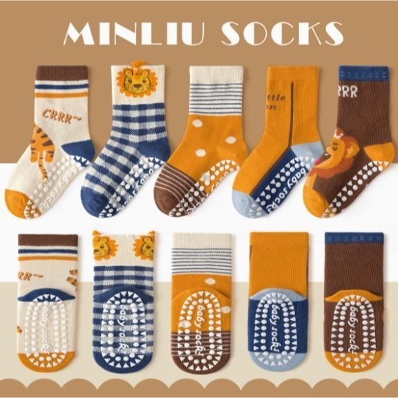 【現貨】獅子 止滑襪(1包5雙) S號1-3歲-規格圖1