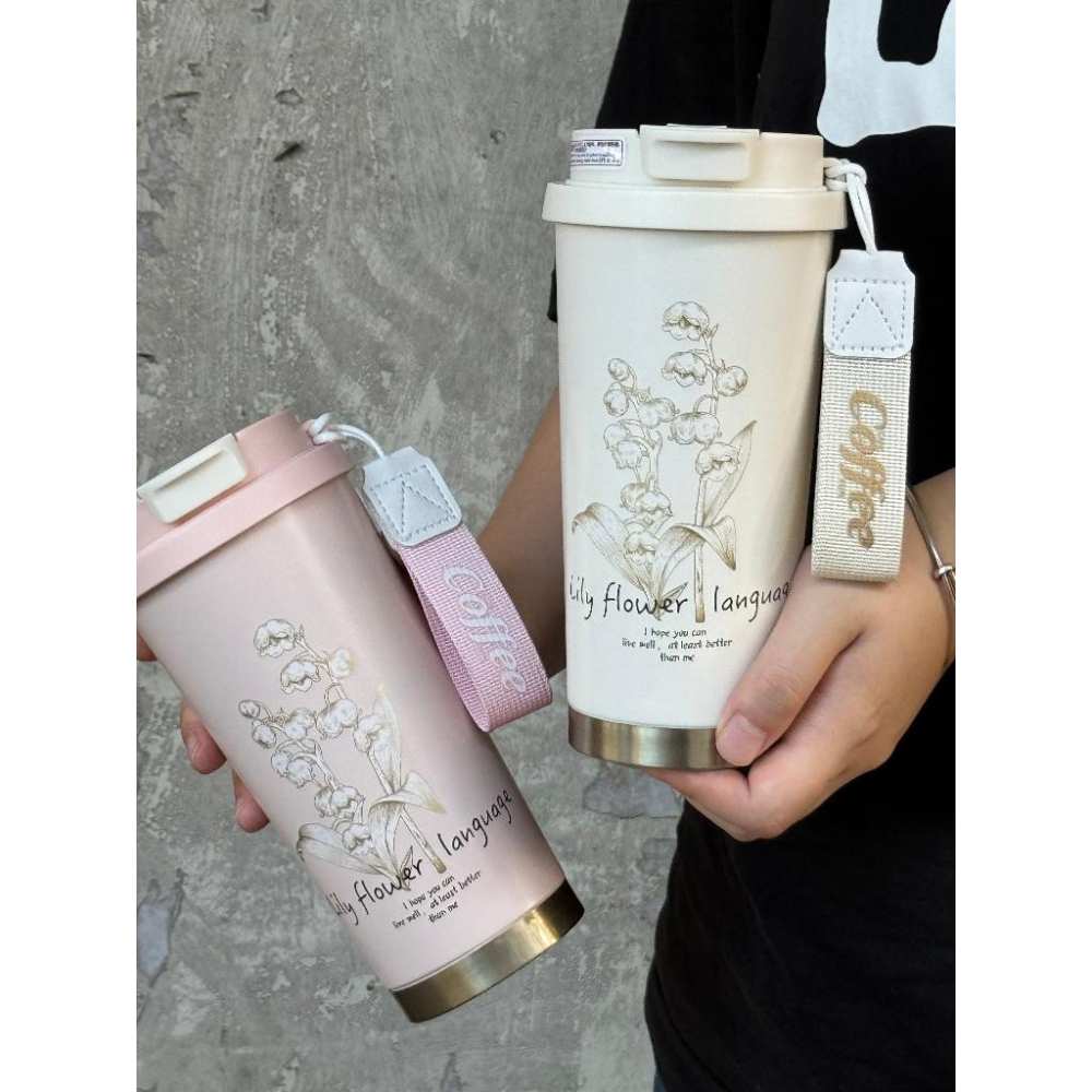 小鴨優品《 家居》500ml高顏值鈴蘭花大不鏽鋼316保溫杯-細節圖5
