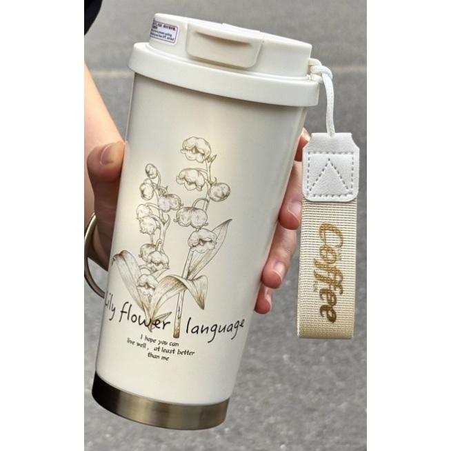 小鴨優品《 家居》500ml高顏值鈴蘭花大不鏽鋼316保溫杯-細節圖6