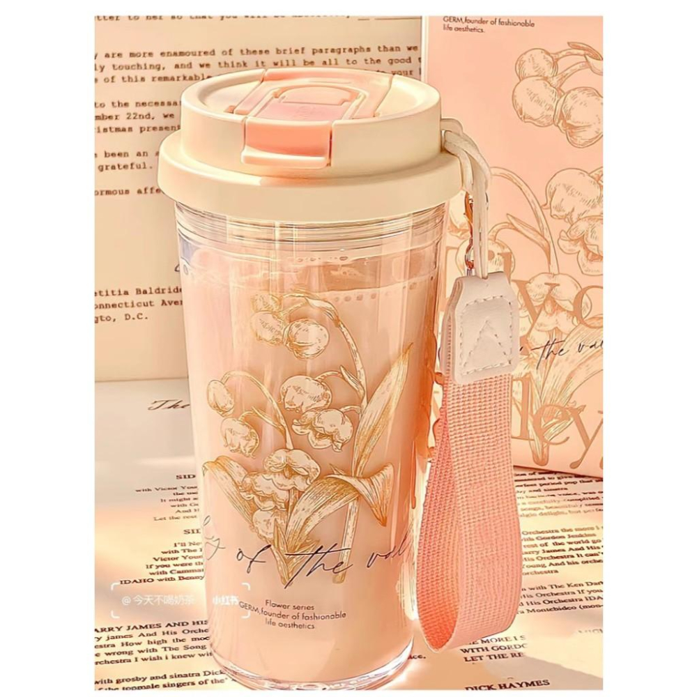 小鴨優品《 家居》580ml鈴蘭花透明PP材質水杯-細節圖3